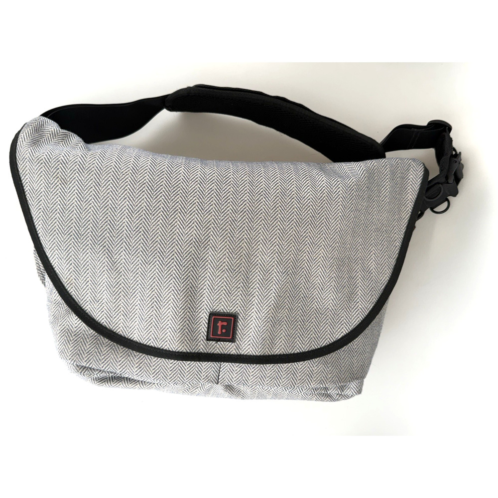 Rickshaw Bagworks Messenger Bag Zero Laptop Gray Chevron Tweed Red Made in USA